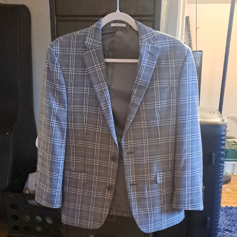 Men's Gray Plaid Blazer